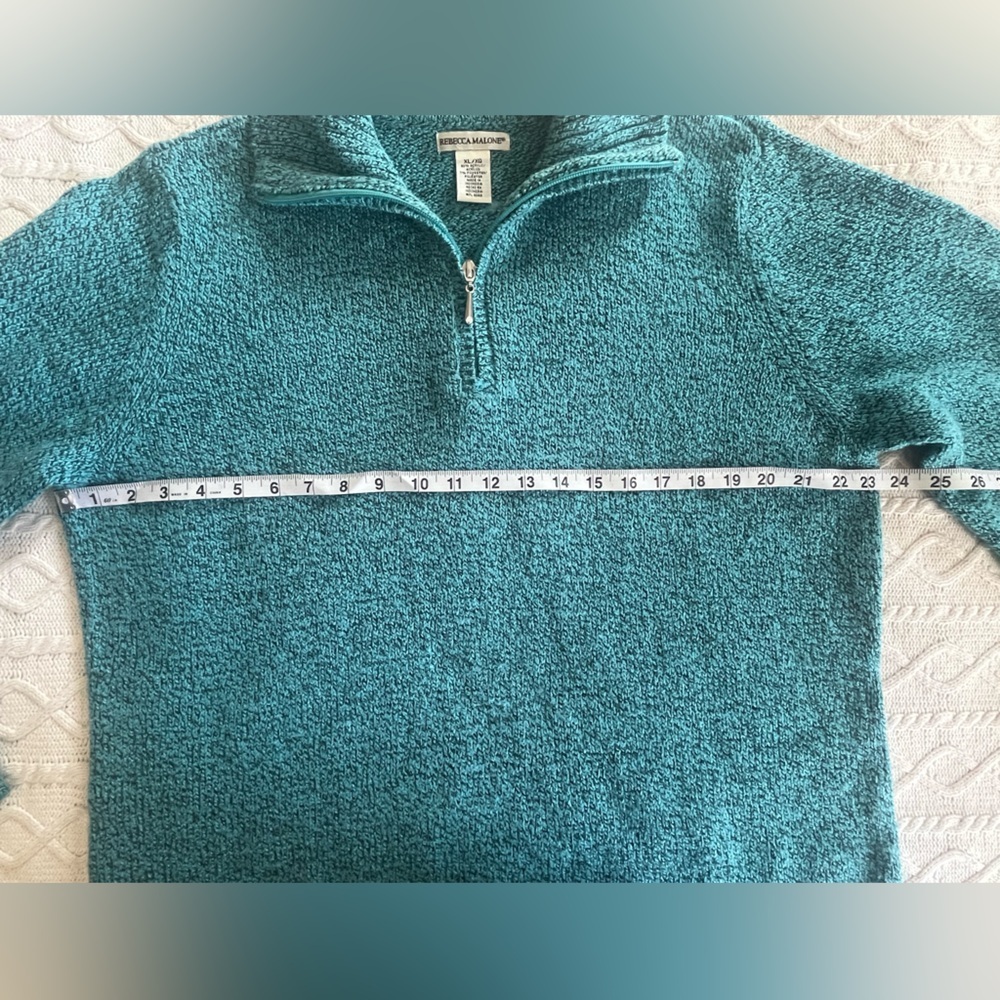 Rebecca Malone Turquoise Knit Collared Sweater Women’s Size XL - Picture 14 of 14